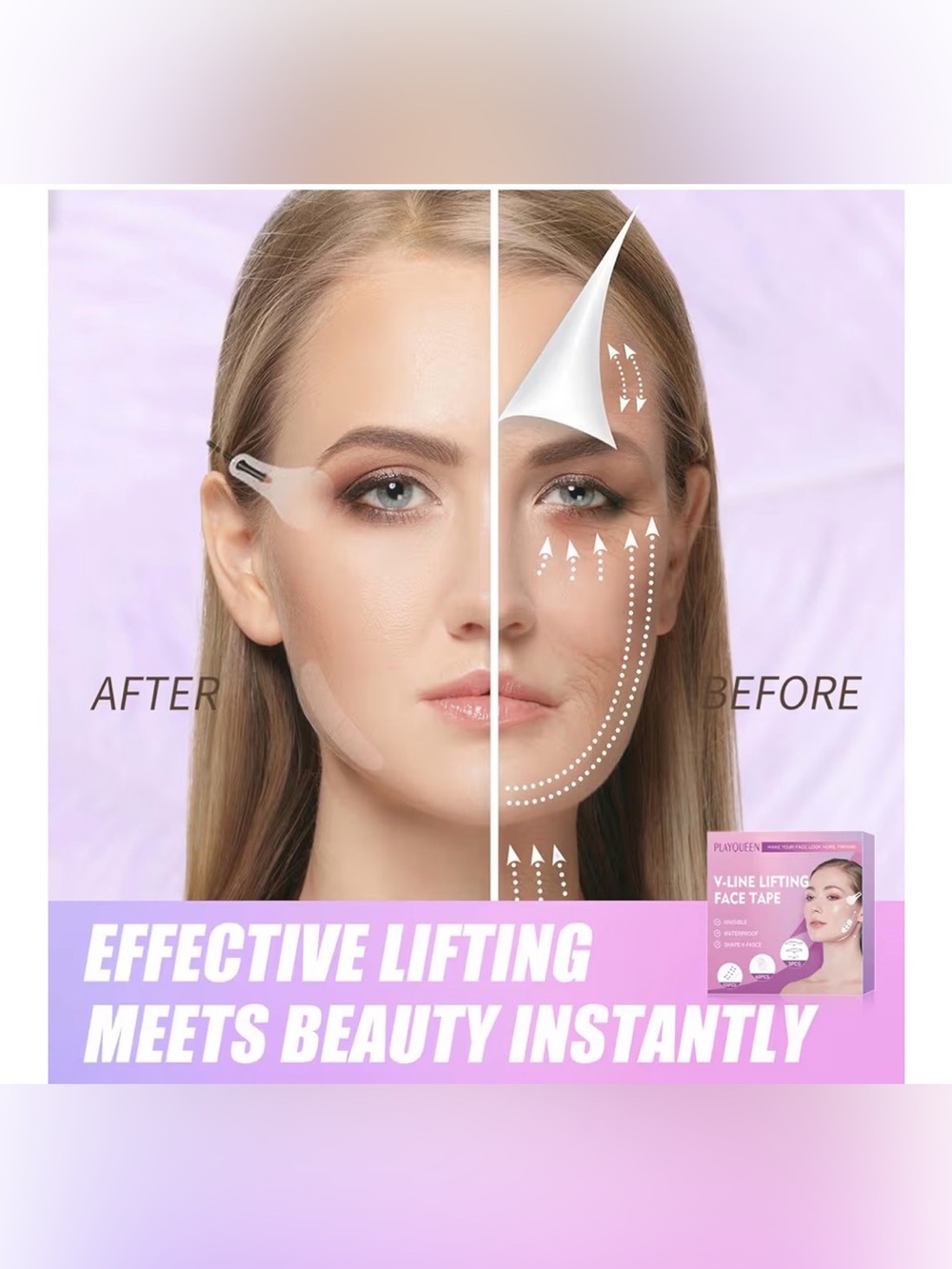Playqueen Pink Face Lift Tape — Instant V-Shaping & Neck Support